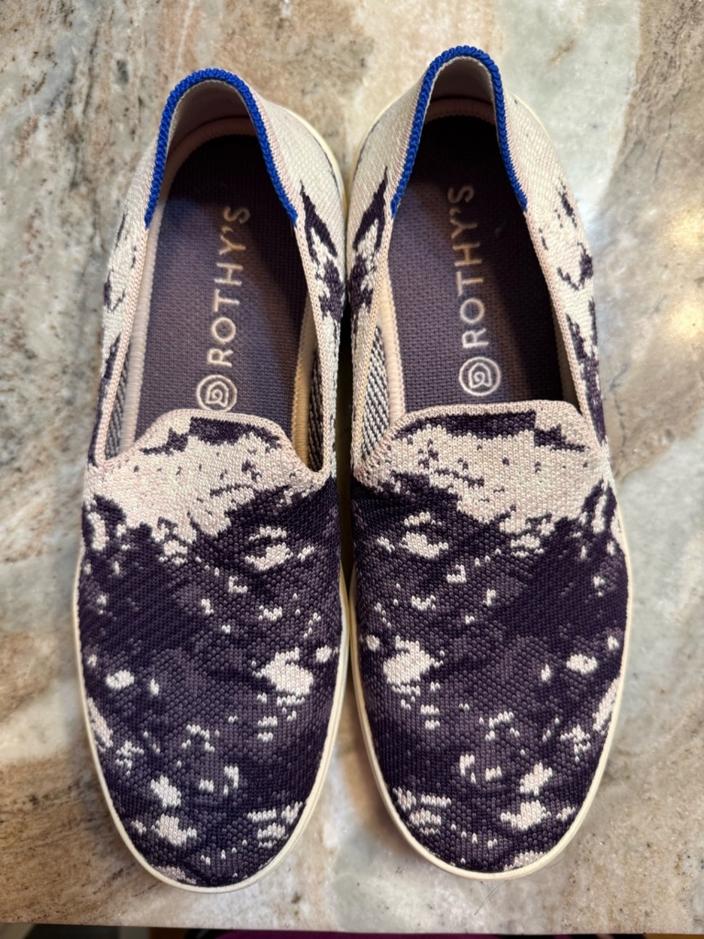 Rothy's Purple and Cream Slip-On Flats
